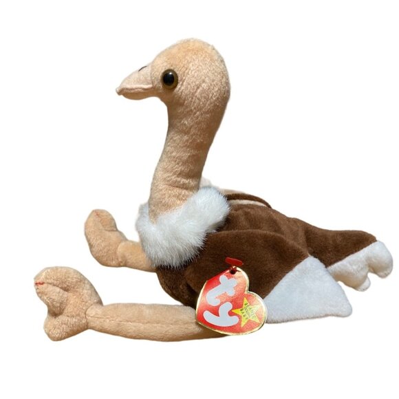 Ty Beanie Baby Stretch Ostrich Plush Toy Vintage Collectible 1997 Retired Brown/ - Picture 2 of 10
